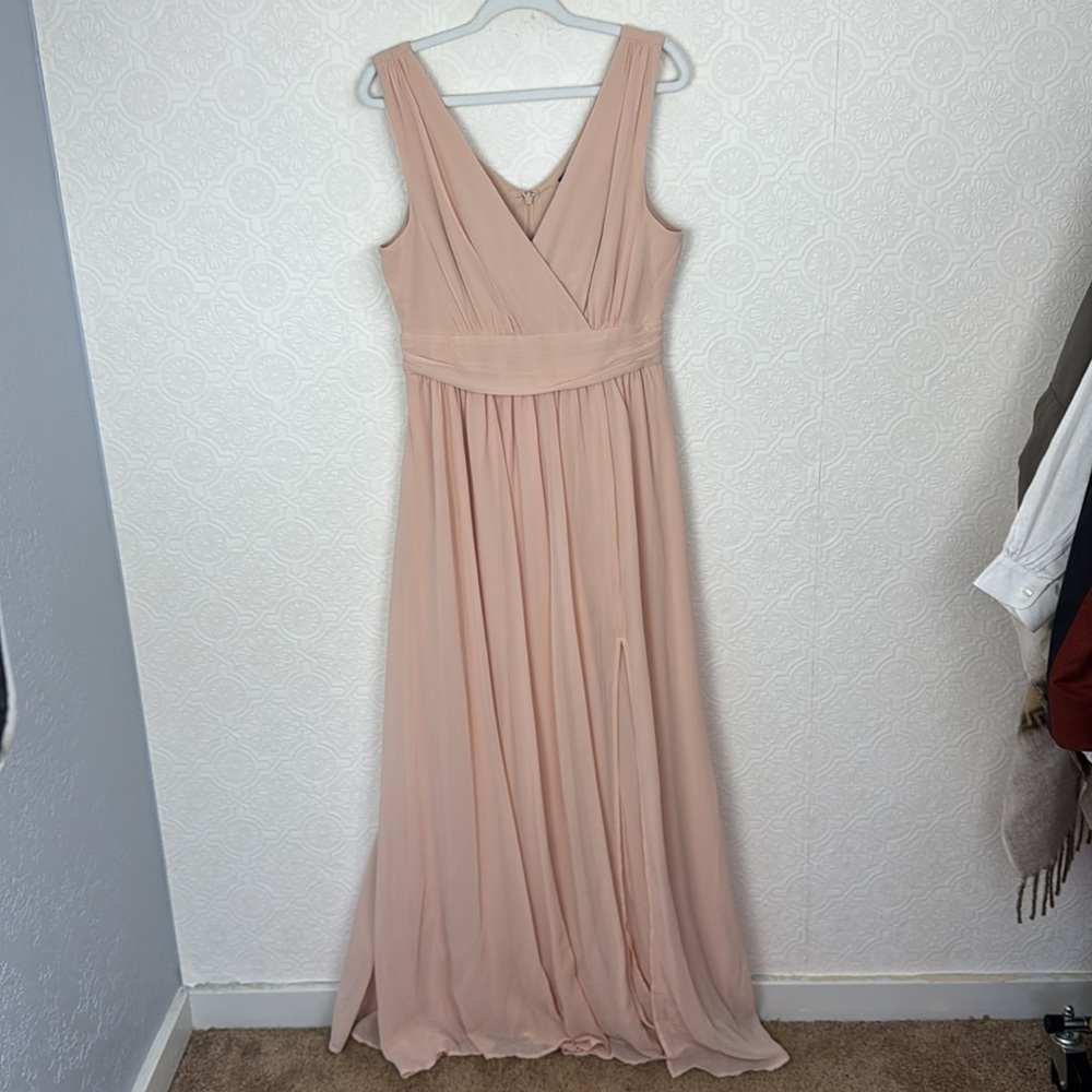 Lulus Thoughts of Hue Blush‎ Surplice Maxi Dress Wrap Slit Pink Sleeveless Large - Picture 4 of 9